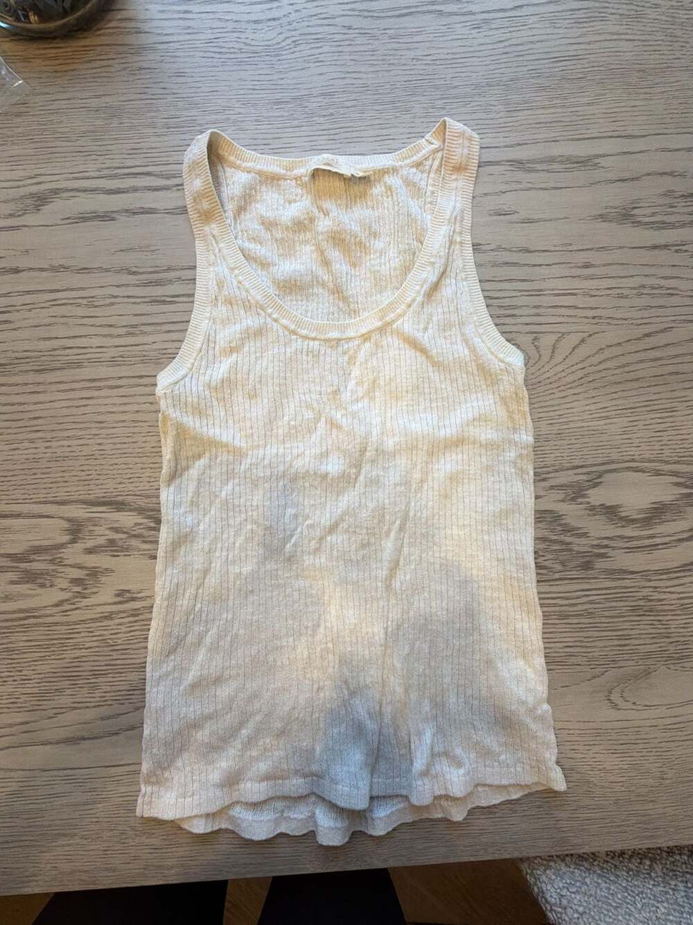 Faherty Miramar Linen Organic Cotton Sweater Tank Size XS Cream Ribbed